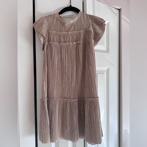 Girls J Crew gold shimmer pleated dress size 8